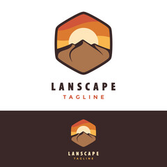 Landscape Hills logo element Mountain Peaks, Simple mountain sunset logo design