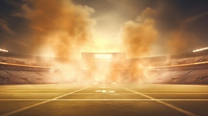 A baseball field with smoke rising from it. Perfect for sports enthusiasts and fans of baseball - obrazy, fototapety, plakaty