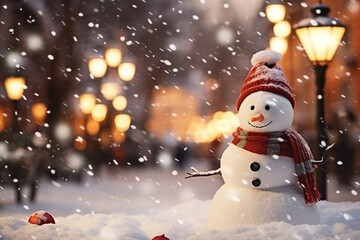 Obraz premium Happy children family making funny snowman outdoors spend weekend leisure outside Generative AI