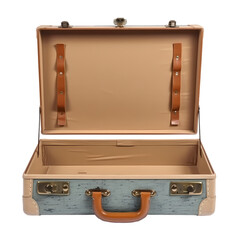 Retro suitcase front open isolated on transparent background