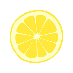 Lemons slice single object isolated vector illustration in trendy flat design. Fresh summer fruit clipart. - obrazy, fototapety, plakaty