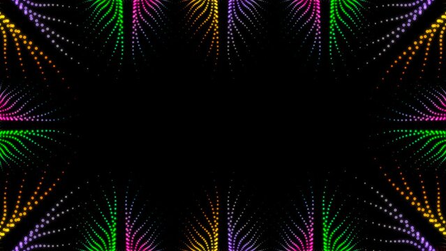 Colourful frame on black BG with space for text, digital looping video.