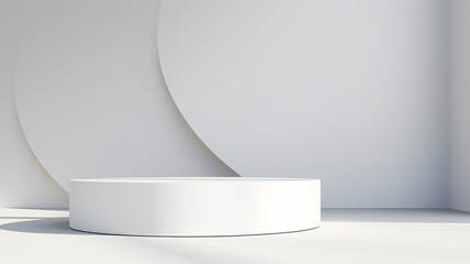 3d rendered white empty display podium Minimal scene for product display presentation