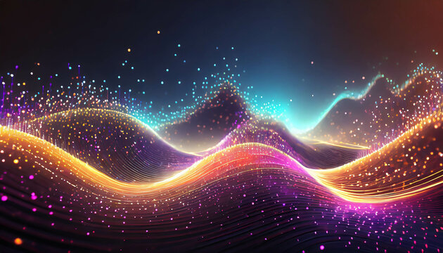 Sound wave or music visualization on black background .ai generated