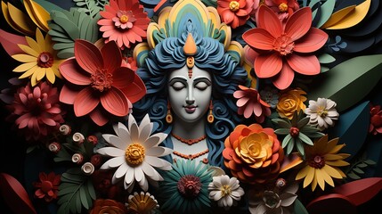 Origami of Flower Craft Statue That May Resembles Indian Gods