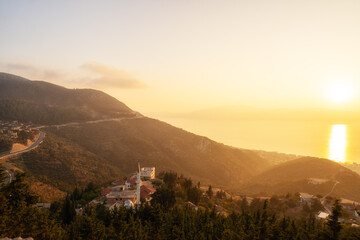 Attractive spring cityscape of Vlore city from Kanines fortress.