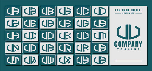 Abstract curve shape initial U UU letter logo design bundle