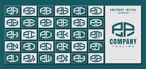Abstract curve shape initial P PP letter logo design bundle