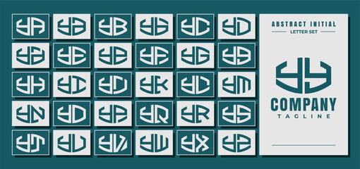 Abstract curve shape initial Y YY letter logo design bundle - obrazy, fototapety, plakaty