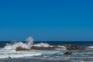 View of the sea at the famous Cape of Good Hope in South Africa