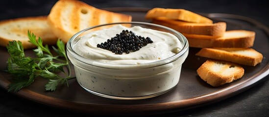 Smoked cod caviar dip from Greece. - obrazy, fototapety, plakaty
