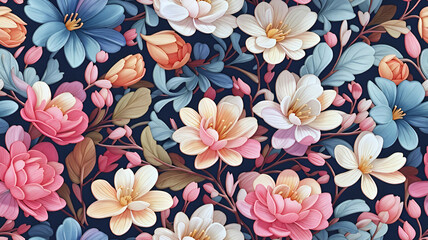 Floral Fantasia: Seamless Watercolor Patterns in Vector Delight