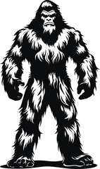 Retro Bigfoot vector, Vintage Yeti vector, Wild Monster Vector illustration - obrazy, fototapety, plakaty