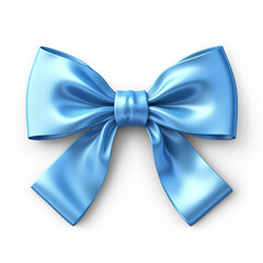 Blue ribbon bow on isolated white background - ai generative
