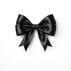 Black ribbon bow on isolated white background - ai generative