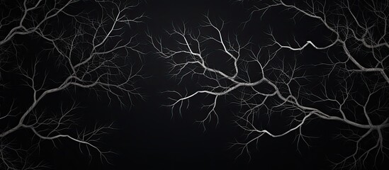 black background with white silhouette of tree branches