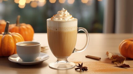 A cup of coffee topped with delicious whipped cream. Perfect for cozy mornings or as a treat for coffee lovers