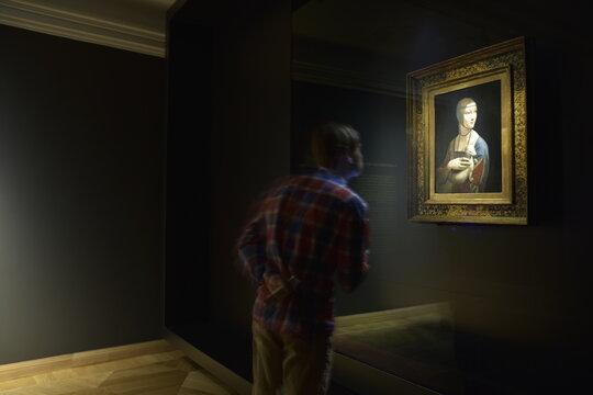 Czartoryski Museum painting "Lady with an Ermine"  painted by Leonardo da Vinci, Krakow, Poland, Europe