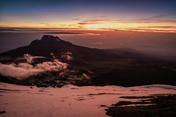 Sunrise behind Kilimanjaro's Mawenzi peak