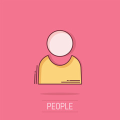 People communication icon in comic style. People vector cartoon illustration pictogram. Partnership business concept splash effect.