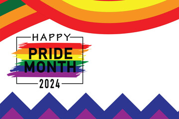 2024 pride month celebration concept background. 2024 happy pride month. celebration and commemoration of lesbian, gay, bisexual, and transgender pride. eps 10. - obrazy, fototapety, plakaty