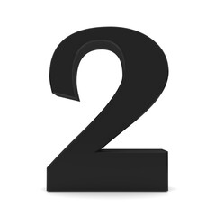 2 two black number graphic illustration 3d isolated on white background in high resolution for print and business