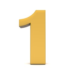 1 one yellow number 3d rendering graphic illustration isolated on white background in high resolution for print and business