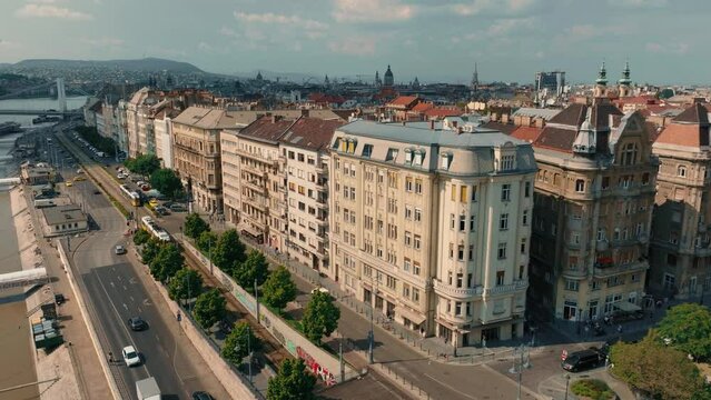 Establishing Aerial view of Budapest Cityscape - Hungary Capital Skyline at daytime