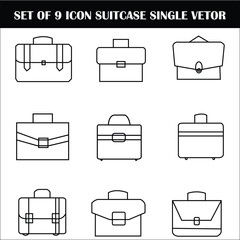 Set of 9 suitcase single vector.High quality editable stroke for mobile apps, web design, websites, online shops etc.eps file.