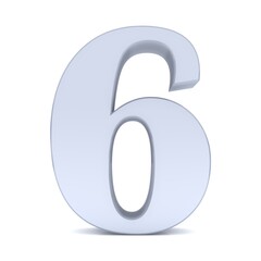 6 six number silver gray colored numeral sign 3d rendering graphic illustration in high resolution for print and business isolated on white background