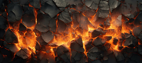 fire stone wall hole crust, rock, flame, burn 10 - obrazy, fototapety, plakaty