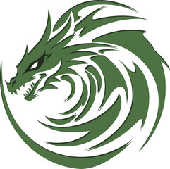 Dragon green logo, vector illustration on white background
