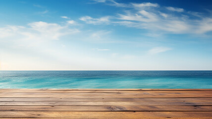 Fototapeta premium 3d rendered empty display wooden podium on the water Minimal scene for product display presentation