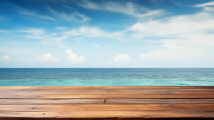 Fototapeta premium 3d rendered empty display wooden podium on the water Minimal scene for product display presentation