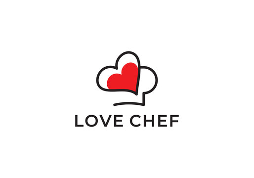 hat cook with love logo. creative chef food symbol design icon template