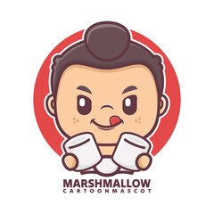 cute cartoon sumo with marshmallow