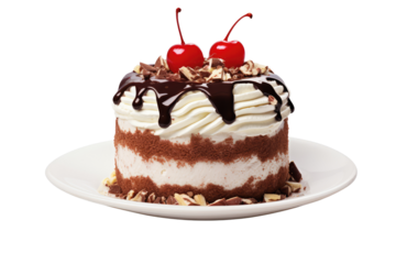 delicious ice cream cake on an isolated transparent background