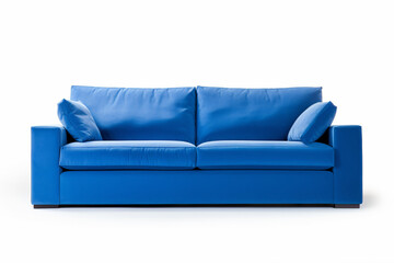 a blue couch with pillows on it