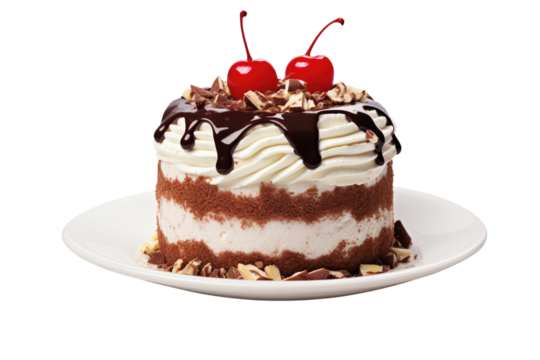 delicious ice cream cake on an isolated transparent background