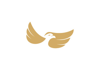 Fototapeta premium simple golden eagle logo, linear style icon design template. 