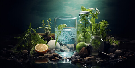 a background highlighting the health benefits glass of water