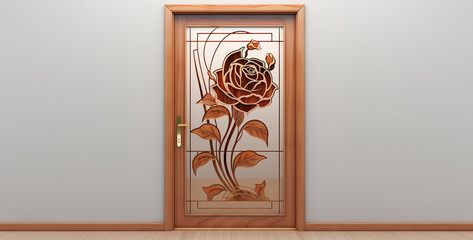 shop drawing modern glass wooden door