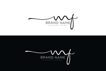 Mf initial handwriting signature logo design lettering