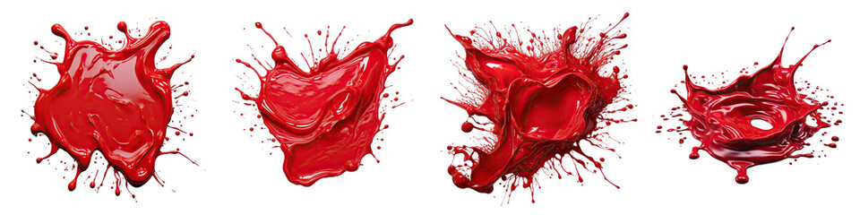 puddle of red color splash Hyperrealistic Highly Detailed Isolated On Transparent Background Png File