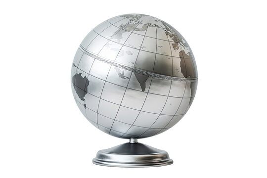 silver globe on an isolated transparent background