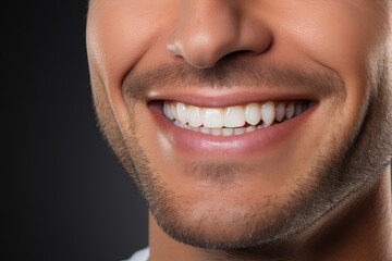 Featuring a young male's radiant smile with flawless teeth, this image is excellent for dental care and cosmetic promotion.