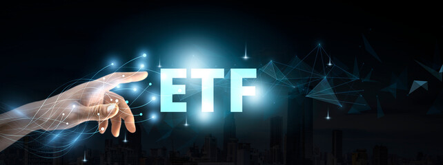 ETF Exchange-traded fund stock market business finance investment concept. - obrazy, fototapety, plakaty