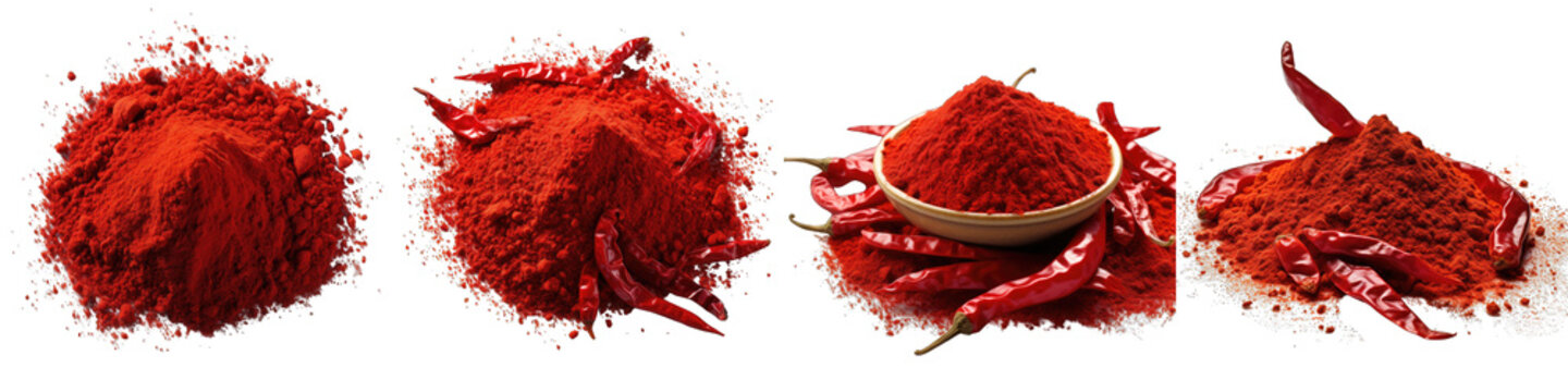 Red hot chili pepper powder Hyperrealistic Highly Detailed Isolated On Transparent Background Png File