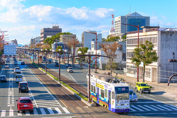 愛知県豊橋市　路面電車の走る風景