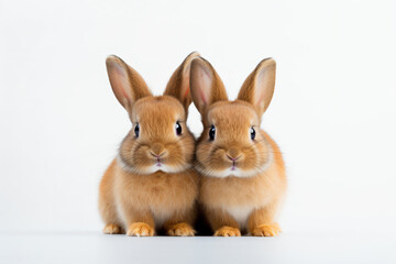 Fototapeta na wymiar two brown rabbits sitting next to each other